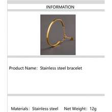 1 pieza Brazalete de pareja con colgante en forma de corazón plateado en oro de 18K, de estilo minimalista y europeo, accesorio casual - Dorado - Ver 6