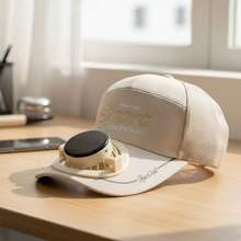 Breathable Baseball Cap Solar Powered Fan Hat Baseballs Hat For Men Women, USB Rechargeable Sun Protection Hat For Outdoor - Ivory - View 2