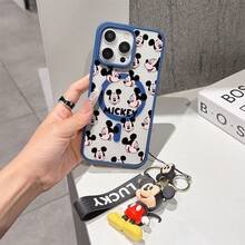 This Disney Mickey Mouse Pattern Lanyard Phone Case Features A Strong Magnetic Closure And Full Coverage Of Acrylic And TPU Material. It's Shockproof, Lightweight, And Suitable For IPhone17/16/11/13/15/15 Plus/15 Pro/15 Pro Max/12/14 Pro Max/11 Pro Max/12 Pro/12 Pro Max/13. It's A Popular Birthday Gift, Business Gift, Durable, Stain-Resistant, And Fingerprint-Resistant New Phone Case For Men And Women. It Also Includes A Mickey Mouse Phone Case And Mickey Mouse Doll Bracelet. Compatible With SamsungGalaxy S20, S21, S22, S23, And S24 Series. It's The Perfect Gift For Friends And Family. This Stylish Phone Case Is Fun, Lightweight, And Durable. IPhone17 Pro Max Phone Case, Minnie Phone Case. - Pink - View 6