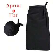 2pcs/Set Celemek dan Topi Koki - Pakaian Kerja Dapur Tahan Lama Cocok Untuk Koki/Pelayan Pria/Wanita - MultiWarna - View 12