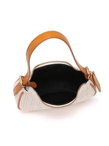 New Spring/Summer Woven Straw Handbag, Minimalist & Fashionable, Suitable For Daily Commute And Vacation. Crescent-Shaped Bag, Versatile Women's Shoulder/Underarm Bag, Y2K Style - Brown - View 6