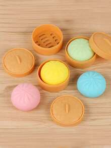 1pc Colorful Dumpling Shaped Stress Ball Toy, Squeeze Dough Ball Pressure Relief Hand Toy, Steamer Bread Stretch Desktop Toy, Christmas Gift - A - View 6
