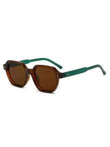 1 Pair Men's Square Minimalist Rivet Multifunctional Fashion Fashion Glasses - Green - View 3