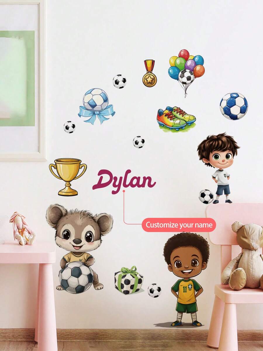 1 miếng dán tường chủ đề phi hành gia và thể thao có thể tùy chỉnh, decal dán tường có thể tháo rời. - Nhiều màu - Xem 1