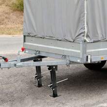 2Pcs Telescoping Trailer Stabilizer Jacks 800Lbs Lift Capacity Adjustable Height 11.38-17.9Inch Foldable Carbon Steel RV Camper Utility Trailer Leveling Support Stands With Handle - A - View 4
