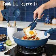 Pots And Pans Set Non Stick, 21 Pcs Ceramic Cookware Set With Detachable Handles, Healthy Induction Cookware Oven RV Kitchen Cooking Set With Utensils, Navy - View 5