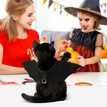 1 Set Disfraz de Halloween para perro, Disfraz de murciélago para perro, Alas de murciélago con correa para mascotas pequeñas para fiesta de Halloween - Negro - Ver 6
