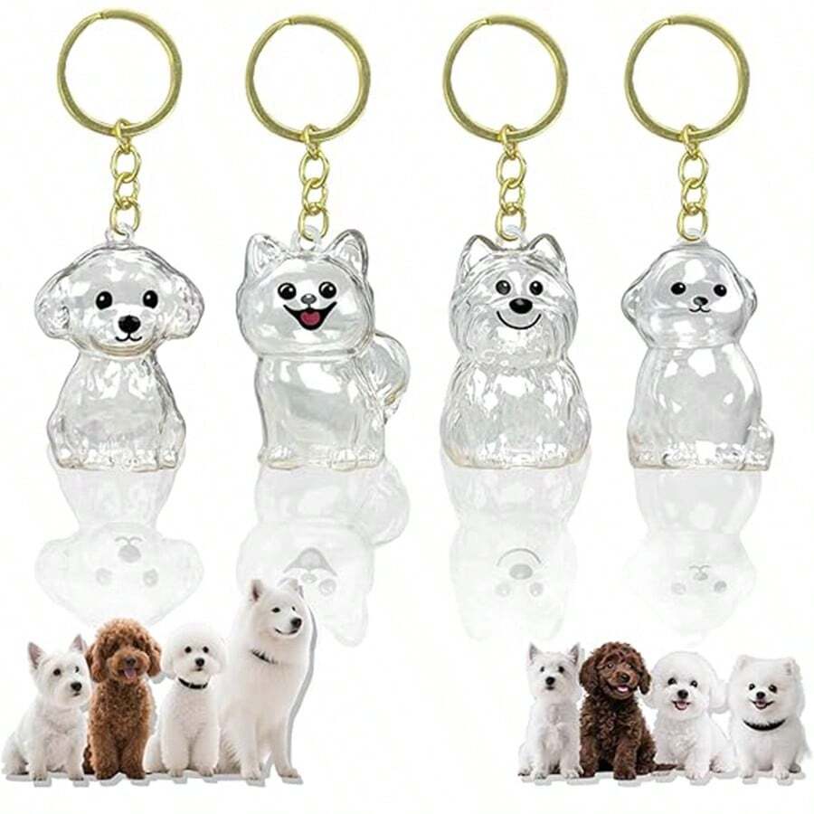 2/4 Stück Katzen- & Hundehaare Schlüsselanhänger | Haustier Gedenk-Set - Aufbewahrungsgefäß zum Aufbewahren von Haustierhaaren | Accessoire für Haustierliebhaber - Verschiedenfarbig - Übersicht 1