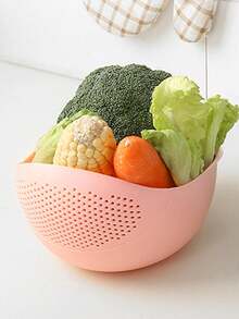 1pc Kitchen Rice Washing Strainer, Fine Mesh Colander Rinse Basket, Household Vegetable Fruit Washing Bowl - Multicolor - View 11