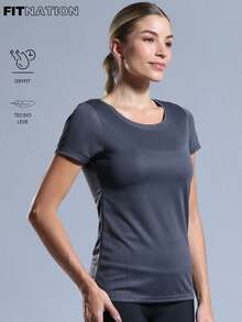 BABYLOOK WOMEN'S FITNESS T-SHIRT - Dark Grey - View 2