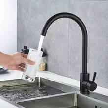Black Stainless Steel Kitchen Faucet, Cold And Hot Water Tap For Sink, Splash-Proof Household Water Tap - Black - View 6