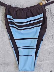Bộ bikini gợi cảm màu xanh dương và nâu sọc đính hạt, kiểu dáng thanh lịch dành cho nữ, thích hợp cho kỳ nghỉ hè trên bãi biển, phù hợp cho các bữa tiệc và tụ họp, mùa xuân. - Nhiều màu - Xem 6