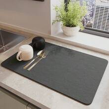 1 Piece, Simple Solid-Color Kitchen Countertop Absorbent Pad, Modern And Simple Natural Diatom Mud Rectangular, Absorbent, Easy-To-Clean Multi-Functional Diatom Mud Heat Insulation Pad, Suitable For Daily Kitchen Use, Moving To A New Home, And All-Season Use. - Multicolor - View 30