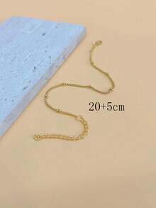 1条不锈钢镀18K金珠链脚链，适合女性日常、旅行、度假佩戴 - 金黃色 - 查看 8