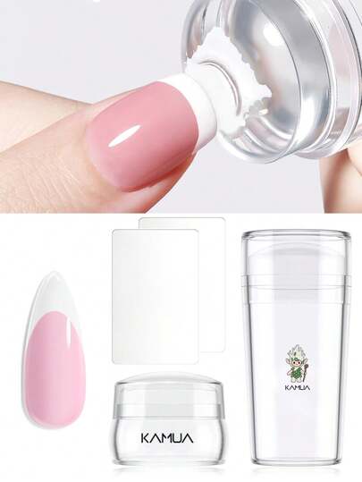 KAMUA Bộ dụng cụ dập móng kiểu Pháp, 2 kích cỡ phù hợp với móng tay và móng chân hình hạnh nhân/vuông/hình quan tài, quà tặng tự làm móng tại nhà cho các cô gái.