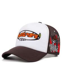 1pc Fashionable Cartoon Letter Embroidered Hip-Hop Hat, Adjustable Unisex Outdoor Sun Protection Baseball Cap, Suitable For Spring, Autumn, Travel, Beach, Party,Holiday,Festival - Skeleton Gunner - View 14