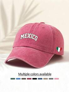 1pc Fashionable Casual Versatile Washed Baseball Cap, With "Mexico" Text On Front And National Flag Pattern On Side, Stylish Accessory, Suitable For All Seasons, Great Gift For Family And Friends,Beach,Holiday - Washed Cap - View 14