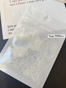 1袋（1500颗）迷你透明美甲水钻，美甲微钻，闪亮碎钻，尖底水晶砂美甲宝石，奢华彩色人造钻石美甲产品，可用于制作配饰、鞋子、衣服、化妆品、包包、美甲配件、DIY配件 - 彩色 - 查看 6