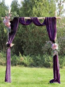 5pcs Deep Purple Chiffon Ruffle Design Table Runners, Solid Color Tablecloths, Suitable For Graduation Celebration, Birthday Party Decoration, Wedding Accessories, Holiday Home Party Table Decor, Baby Shower, Bridal Shower Tablecloth, Banquet Party Table Flags, Cheese Cloth Table Flags, Table Decor - Dark Purple - View 11