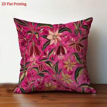 1pc 2D Floral Pattern Short Plush Pillow Cover, Reversible Printed Cushion Cover, Ideal Gift For Family And Friends (Pillow Insert Not Included) - Multicolor - View 3