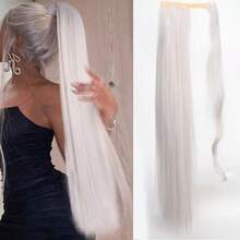 Synthetic 34Inch Long Straight Ponytail Hair Clip In Extension Heat Resistant Hair Wrap Around Pony Hair Piece For Women - Multicolor - View 18