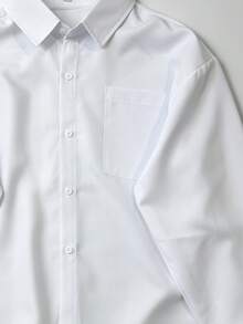 Men's Casual Loose Short Solid Color Long Sleeve Shirt, Versatile For Daily Wear And Commuting, Spring/Autumn - White - View 4