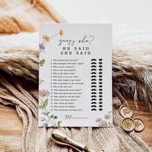 Bride-To-Be Party Games, He Said She Said Bridal Shower Games, Suitable For 20/50/100 Guests, Wildflower Theme - He Said She Said - View 2