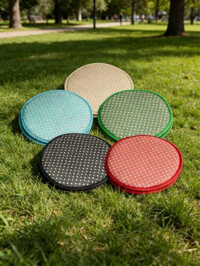 1 pieza Esterilla portátil para picnic al aire libre - Almohadilla de espuma gruesa con estampado de lunares redonda, adecuada para parque y salidas; impermeable y resistente a la suciedad; cojín para el hogar, con patrón bohemio de lunares; cojín de tatami