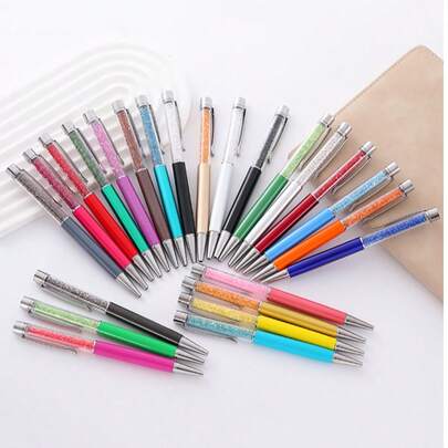 Colorful Ballpoint Pen Diamond Plastic Crystallized Ball Pens High Quality Ballpoint Pens With Diamond Touchscreen Pen Novelty Crystal Metal Ballpoint Pen Colorful Crystal Filled Pens Diamond Crystal Pen