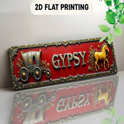 2D Flat - This Is A Two-Dimensional Signage Design With A Fashionable European Style, Featuring A Horse-Drawn Carriage, A Horse, And The Word "". It Can Be Used In Bars, Living Rooms, Dining Rooms, Hotels, And Other Settings.