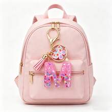 1pc Resin Letter Keychain With Butterfly & Pearl Decor, Minimalist Bag Charm, Holiday Gift For Women A-Z - Baby Pink - View 5