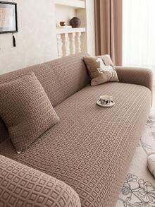 1pc 3D Sofa Cover, Multi-Functional Full Coverage Sofa Slipcover, Solid Color Leaf Pattern Design, Protective Sofa Cover, Holiday Decor, High Elasticity Full Wrap Sofa Cover - Brown - View 7