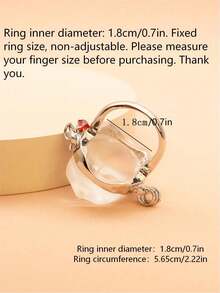 1pc Transparent Fairy Rhinestone Inlaid Resin Ring, Unique Party Gift, Suitable For Summer Beach, Vacation, Casual, Gothic - Multicolor - View 3