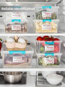 Etiquetas para refrigerador sin residuos, etiquetas removibles para refrigerador y almacenamiento de alimentos - Pegatinas de etiquetas de alimentos a prueba de agua, etiquetas adhesivas blancas adecuadas para organización de cocina, recipientes de alimentos, frascos y almacenamiento - Adecuadas para preparación de comidas y papel sin contacto, organización de cocina | Etiquetas claras y visibles | Pegatinas - Multicolor - Ver 5