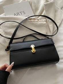 Bolso de mano con estilo retro y de moda, nuevo bolso de hombro casual minimalista, bolso cruzado cuadrado pequeño de estilo único INS - Negro - Ver 10