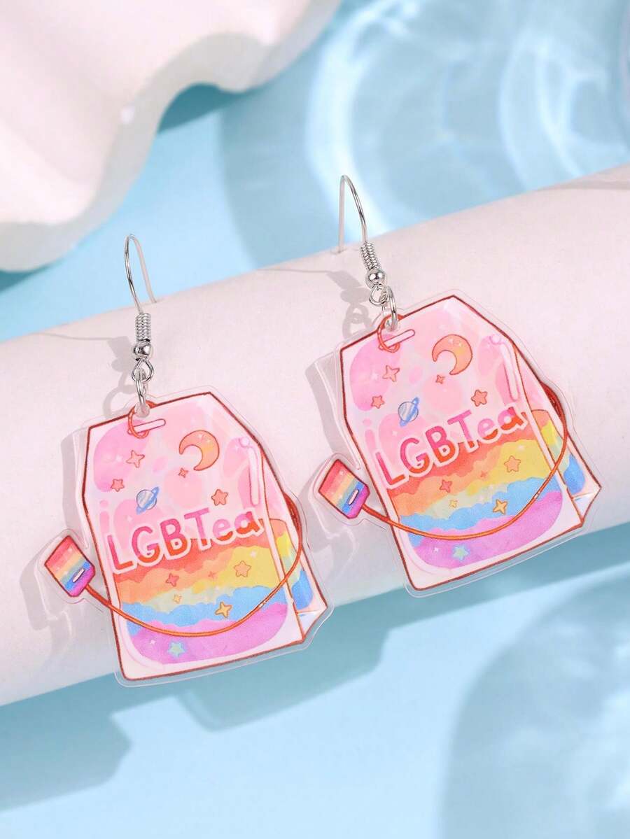 1 Đôi bông tai acrylic hình cầu vồng độc đáo, sáng tạo, thời trang, mô phỏng đồ uống cầu vồng, thích hợp cho nữ giới đeo hàng ngày, dự lễ hội và tiệc tùng. - Nhiều màu - Xem 1