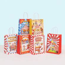 Bolsas de regalo con tema de circo, bolsas de papel con asas con dibujos animados de payasos, bolsas de golosinas de carnaval para fiestas de cumpleaños de niños, baby shower, suministros para fiestas - Multicolor - Ver 7