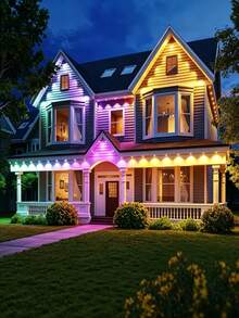 Đèn diềm mái RGB 101/53.81/32.81ft, đèn LED ngoài trời cố định 72/36/20 bóng, chống thấm nước, thích hợp trang trí Halloween, Giáng sinh và các ngày lễ khác. - Nhiều màu - Xem 3
