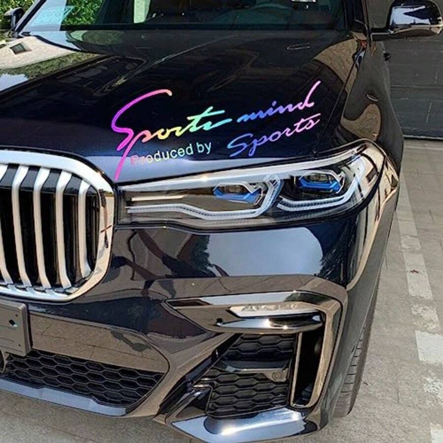 Car Front Cover StickerCar Bumper Body Stickers Reflective Car Bumper Sticker Universal DIY Vinyl Sticker For Car Body Sport Style Car Body Stickers Seven Colour Gradient - C - View 1