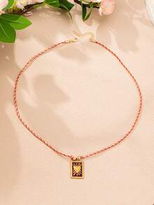 Conjunto de collar de playa estilo bohemio de verano para mujer, collar de cuentas coloridas con dijes de cangrejo, pez y estrella, accesorios de conjunto de collar estilo bohemio de vacaciones - Multicolor - View 12