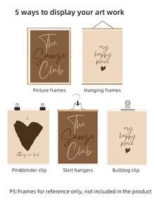 1/3pcs Frameless Neutral Tone "I Rot In Bed" Quote Art Print, Minimalist Heart Pattern Humorous Poster, Suitable For Bedroom, Dorm, Living Room Decor, Back To School Season, Fashion Poster, Retro Decor, College Dorm Essential, Unique Gift - Heart-shaped Pattern - View 7