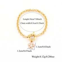 1 pieza Nuevo brazalete de cadena de acero inoxidable dorado con colgante de flores coloridas de primavera para mujeres - Flores - Ver 2