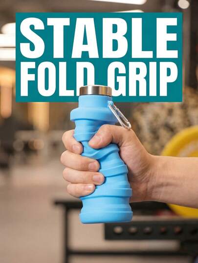 Bình nước silicon gấp gọn 500ml/16.9oz kèm móc khóa và nắp kim loại, kín hơi, tiết kiệm không gian, có thể tái sử dụng, thích hợp cho du lịch, thể thao, tập thể dục, leo núi, cắm trại, đạp xe và các hoạt động ngoài trời khác, bình nước thể thao chống rò rỉ di động.