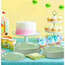N50 PCS Iridescent Sage Green Paper Plates 7 Inch Dert Plates Holographic Sage Green Disposable Plate For Birthday Party Dinner Wedding Baby Shower Glitter Cake Plate1 - 帶有虹彩光澤的鼠尾草綠盤子 - 查看 6