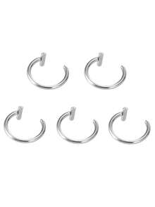 1/3/5pcs Lip Ring, Nose Ring, Fake Nose Septum Clip-On Piercing, Body Clip-On Piercing - T-shaped Nose Ring - View 10