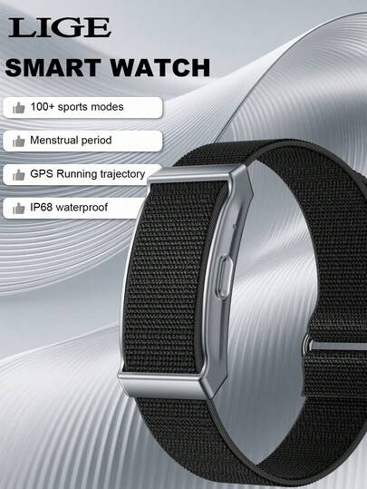  Nueva pulsera inteligente LIGE: seguimiento de actividad GPS, resistente al agua, pronóstico del tiempo, reproducción de música, talla grande de 100 pistas de acondicionamiento físico y reloj inteligente multifunción elegante con notificaciones de llamadas