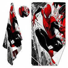 Marvel Spider-Man Themed Microfiber Beach Towel, Highly Saturated Red & Royal Blue, Precisely Matching The Classic Spider-Man Color Scheme, Strong Visual Impact, Easily Stands Out In Beach Scenes - Multicolor - View 3