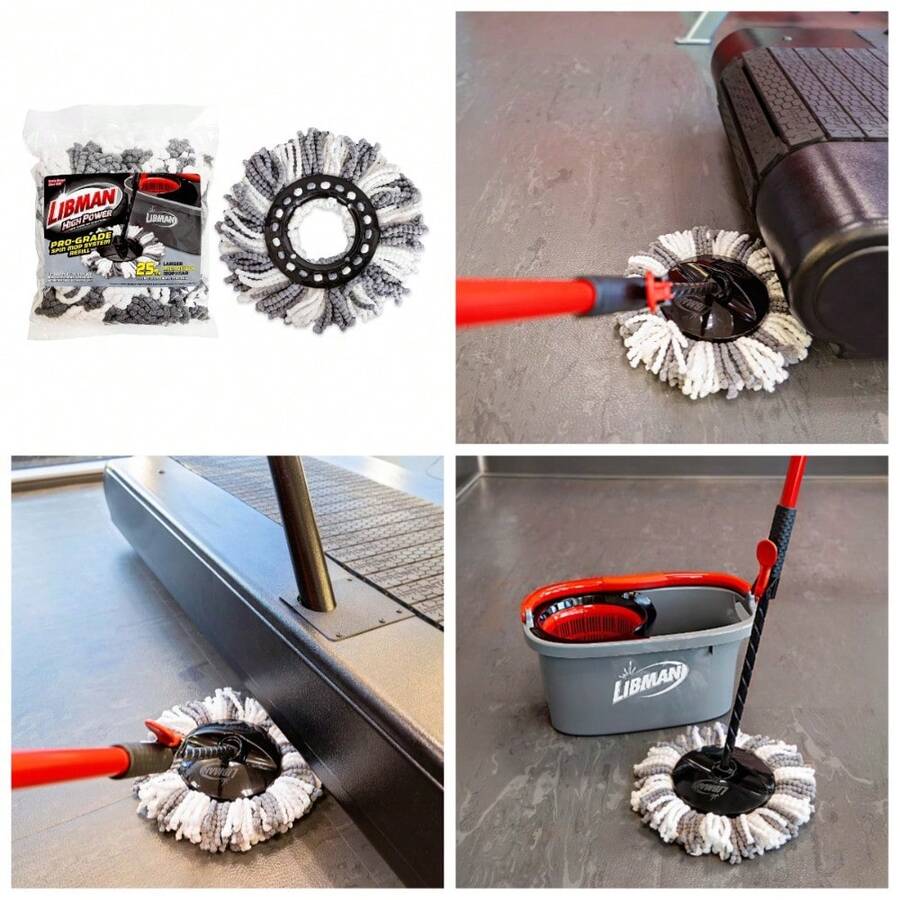 High Capacity Microfiber Spin Mop Replacement Refill  Mop Head Black White - 1 - View 1