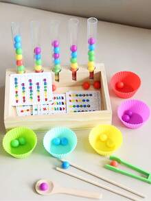 1pc Toddler Counting Color Sorting Stacking Toy, Clip Sorting Set, Montessori Preschool Learning Activity, STEM Math Manipulative Toy, Educational Toy To Develop Children's Hands-On Ability - Multicolor - View 1