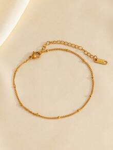 1条不锈钢镀18K金珠链脚链，适合女性日常、旅行、度假佩戴 - 金黃色 - 查看 6